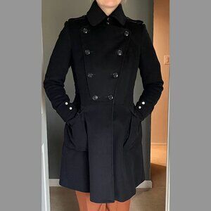 Karen Millen Black Wool Double-Breasted Coat US 8 UK 12
